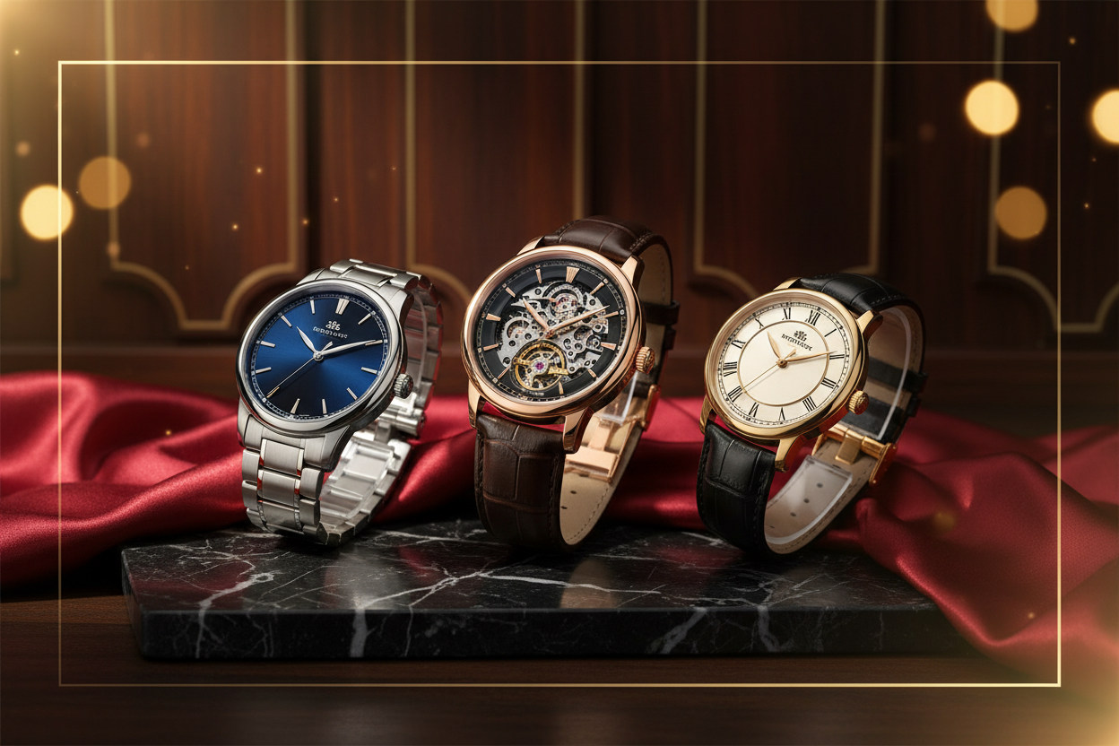 only analog watches. only 3 watches. Need some luxury background.